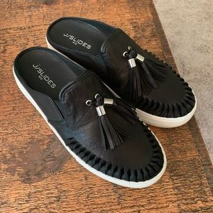 Black Leather J/Slides NYC Shoes - Size 8.5